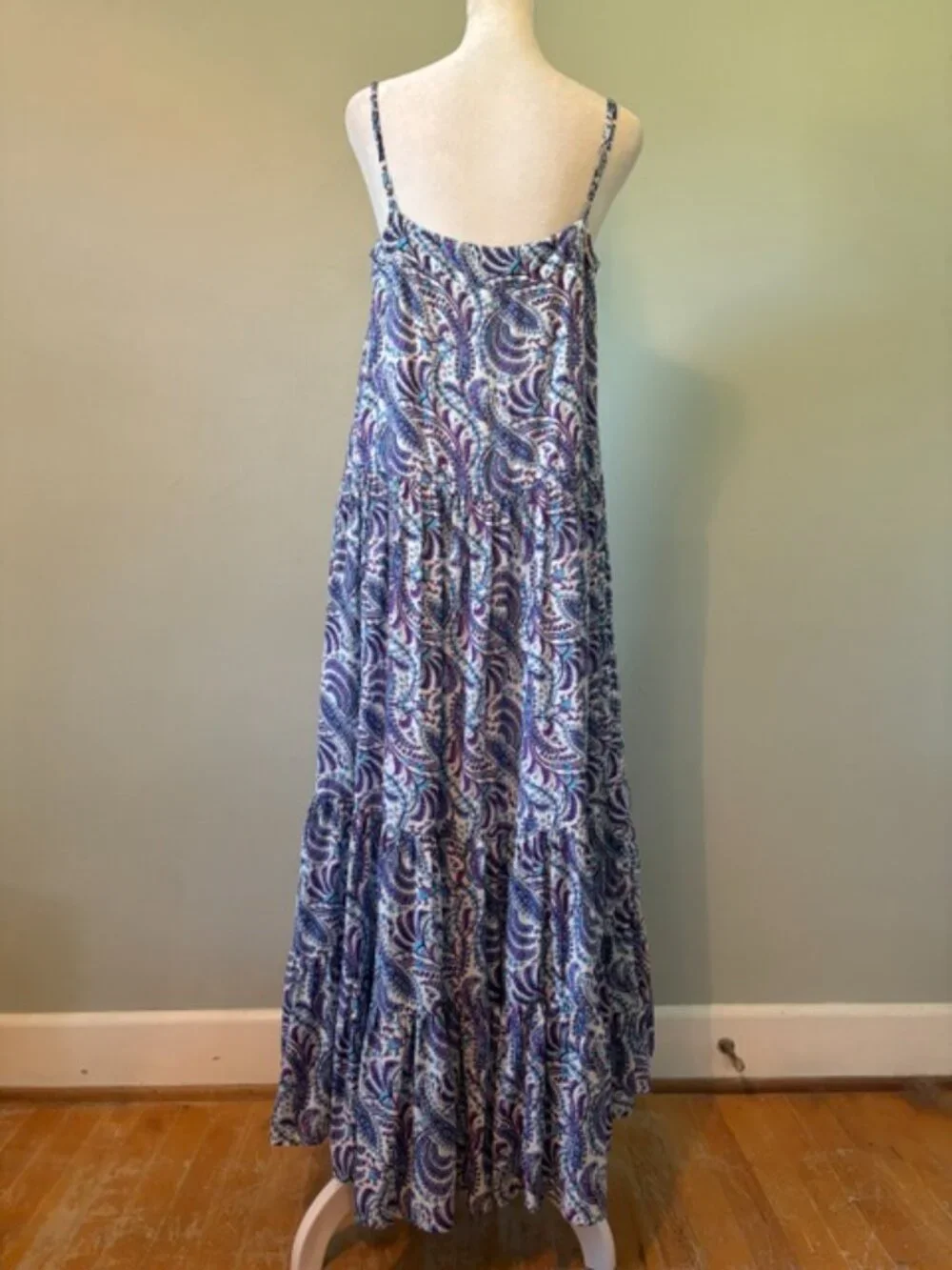 J. Crew Purple/Blue Paisley Print Tiered Cotton Voile Sleeveless Shift Dress Siz